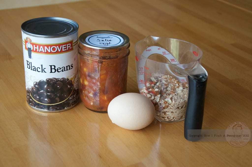 black bean ingredients beans salsa egg pretzels