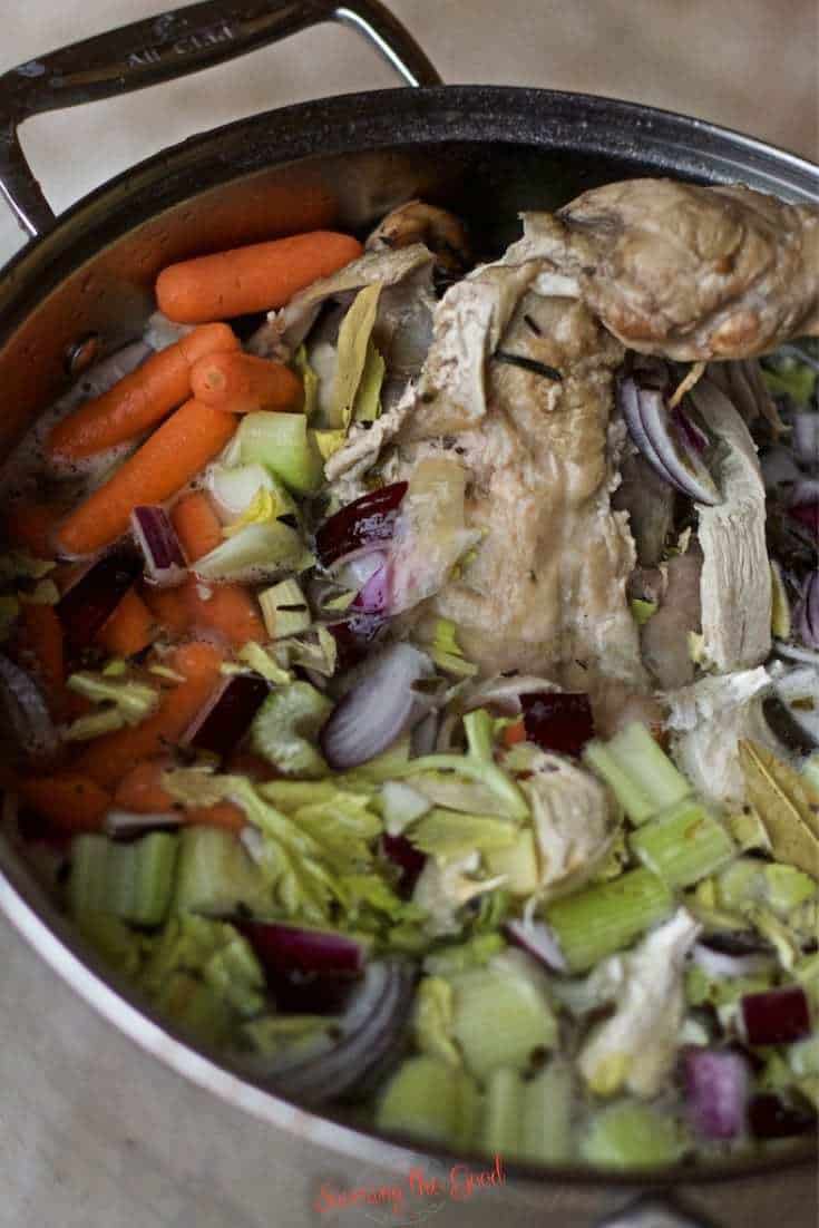 turkey stock ingredient in a large stock pot