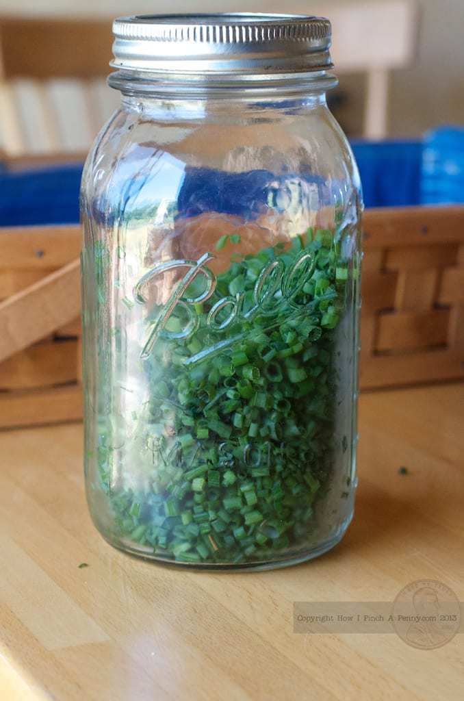 chives in a mason jar