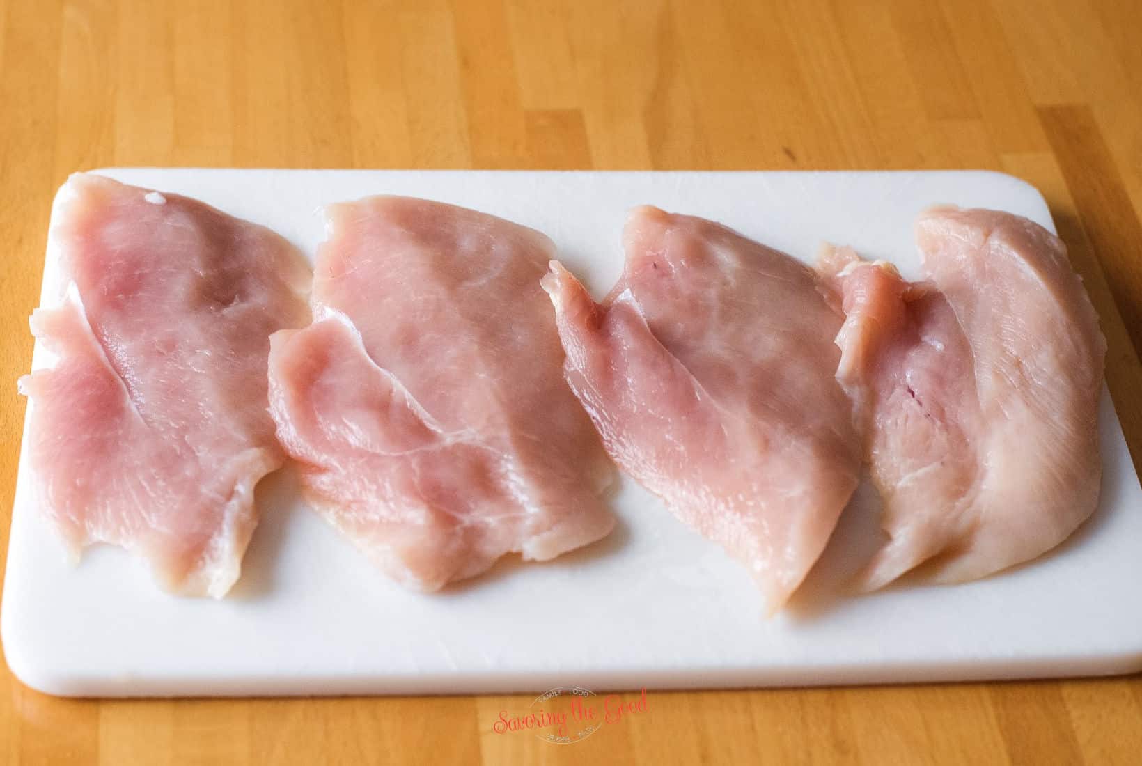 split open chicken breasts for chicken cordon bleu
