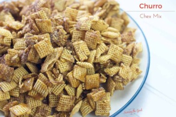 Easy Churro Chex Snack Mix Recipe found at savoringthegood.com