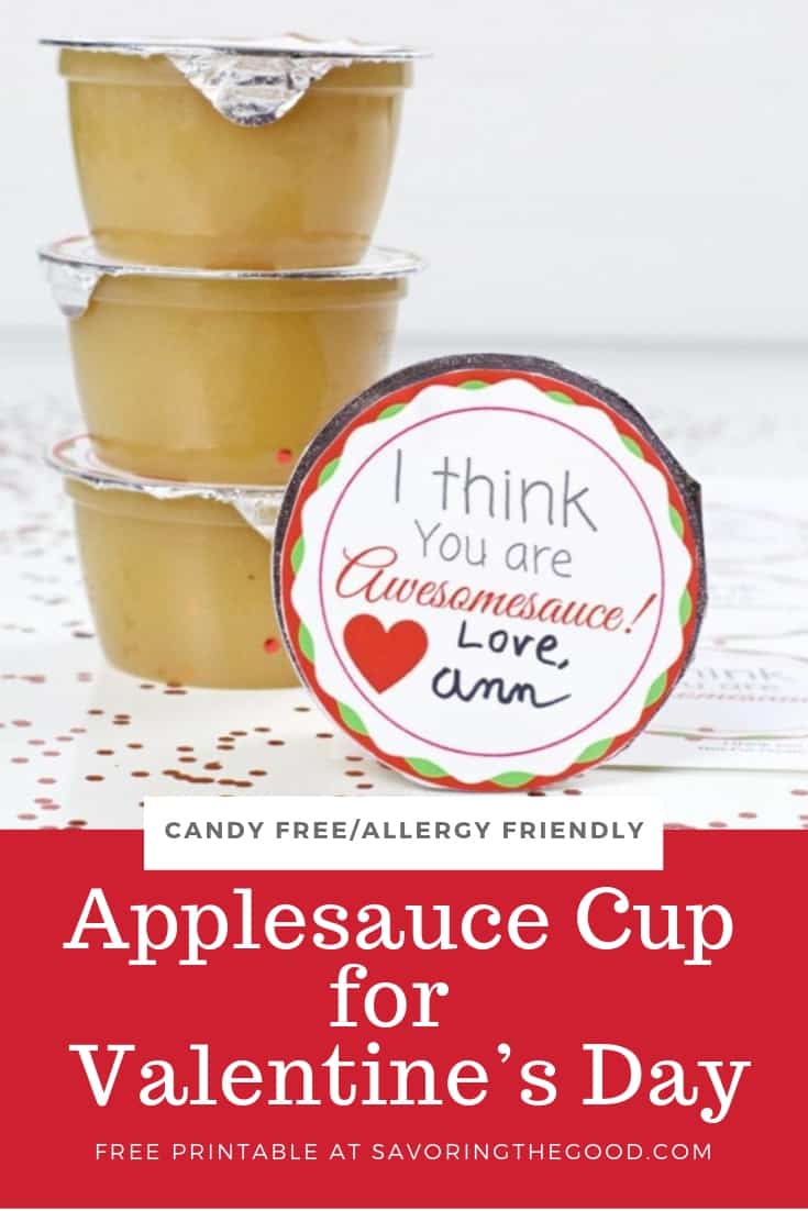 Applesauce Cup Valentine with free printable