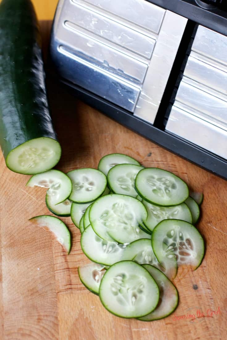 cucumbers slice on a mandolin