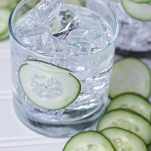 homemade cucumber infused gin with sous vide