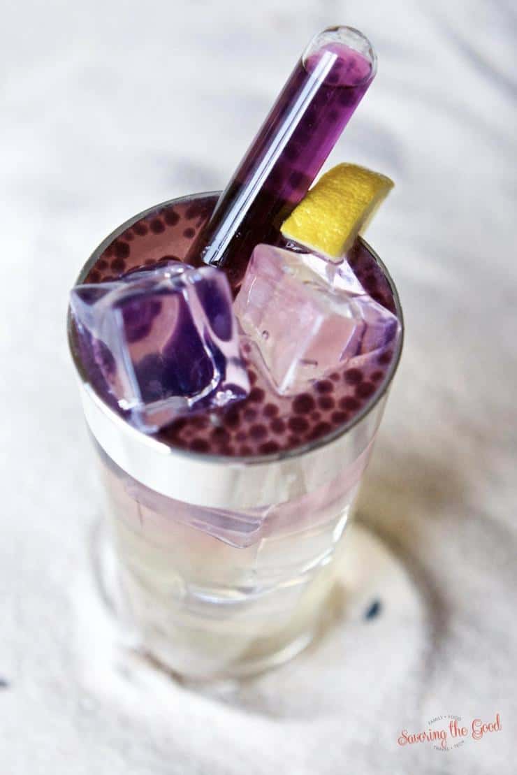 Inspired by the advanced technology of Wakanda and the flavors of the region of Uganda, my Black Panther Cocktail inspiration will have you toasting Wakanda Forever. The Black Panther cocktail introduces you to molecular gastronomy, a culinary technique the residence of Wakanda were sure to embrace. 