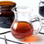 Sous Vide Vanilla Extract in amber jars
