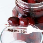 Bourbon Cherries on a fork