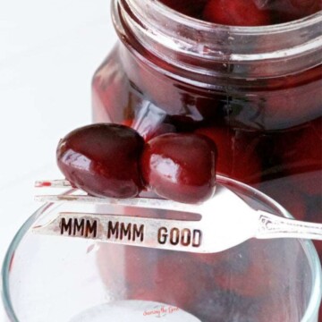 Bourbon Cherries on a fork