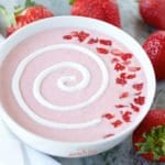 Strawberry Soup with silver spoon