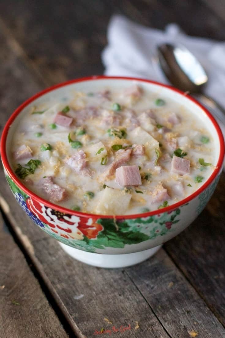 big bowl of Crockpot Ham And Potato Soup