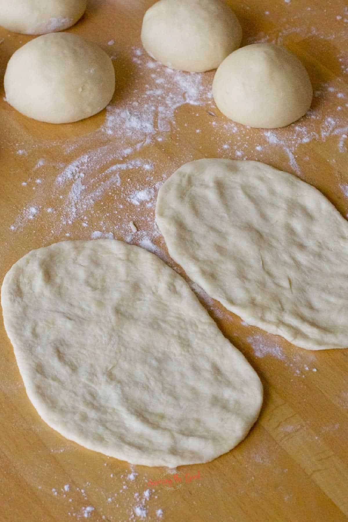 Naan Bread dough pressed flat