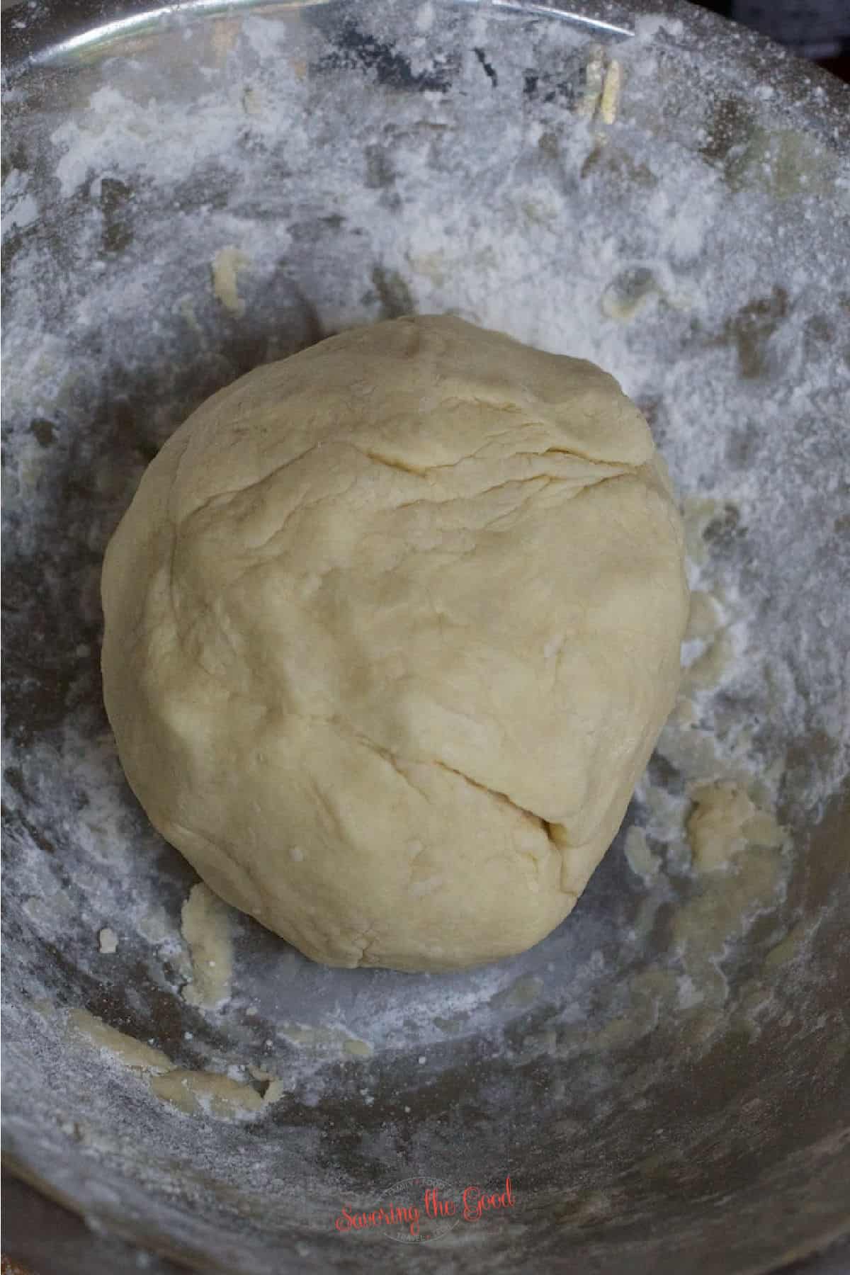 ball of crisco pie dough in a bowl