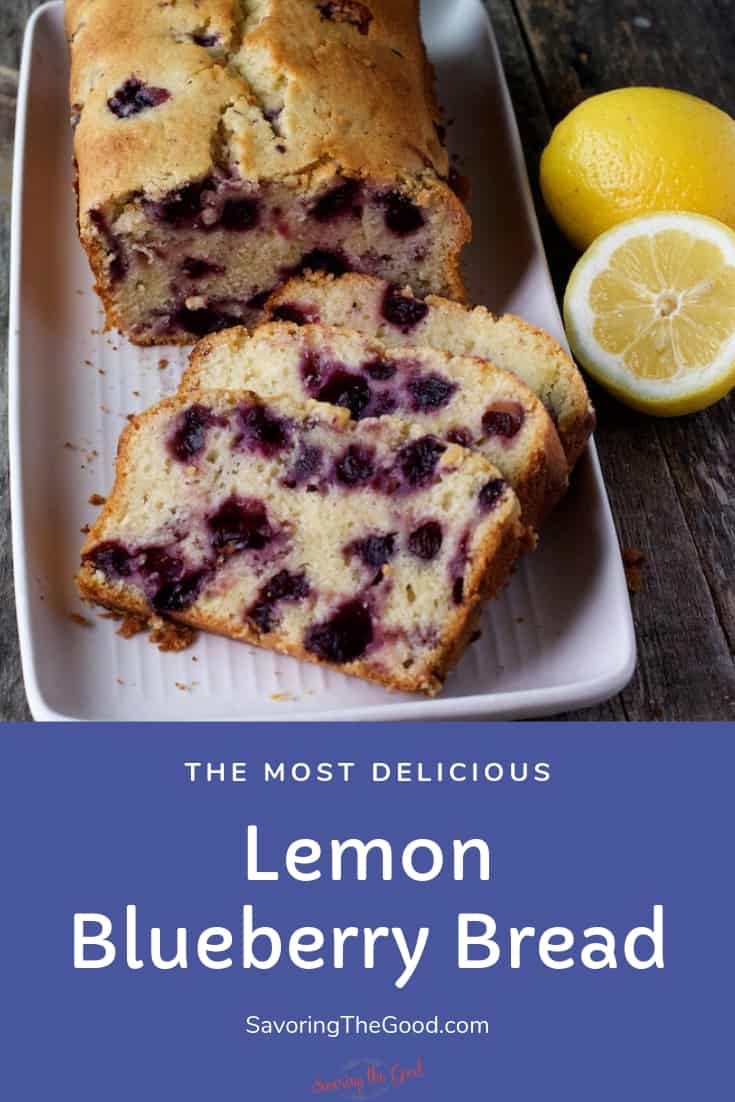 Lemon Blueberry Bread graphic with blue text square at the bottom