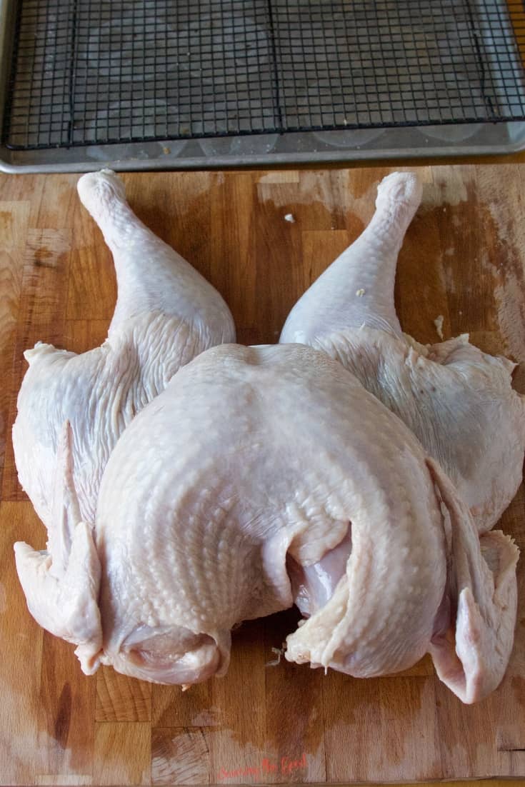 Spatchcock Turkey ready to be flattened