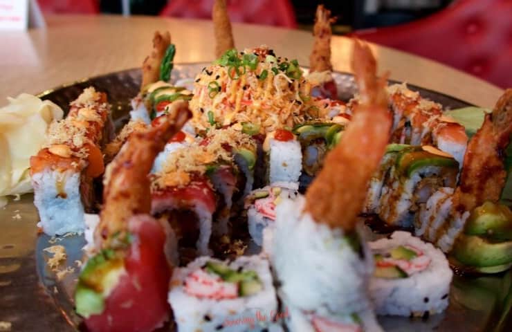 sushi platter at Splitsville Orlando