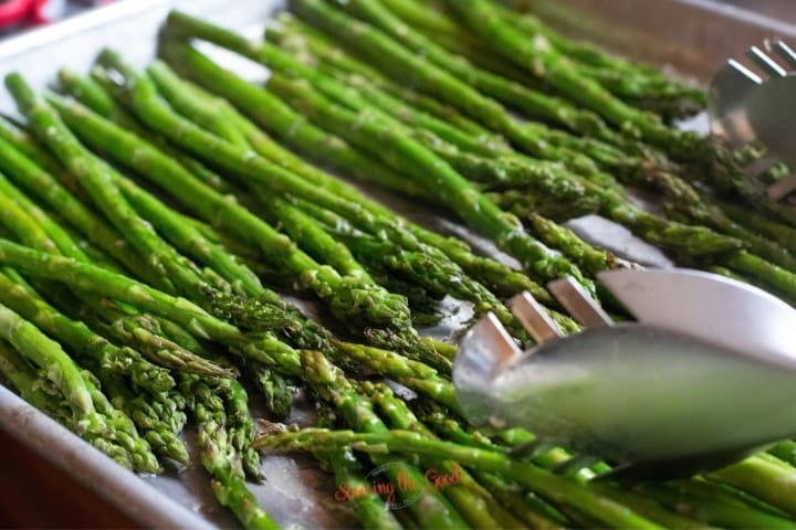 Asparagus on a baking sheet