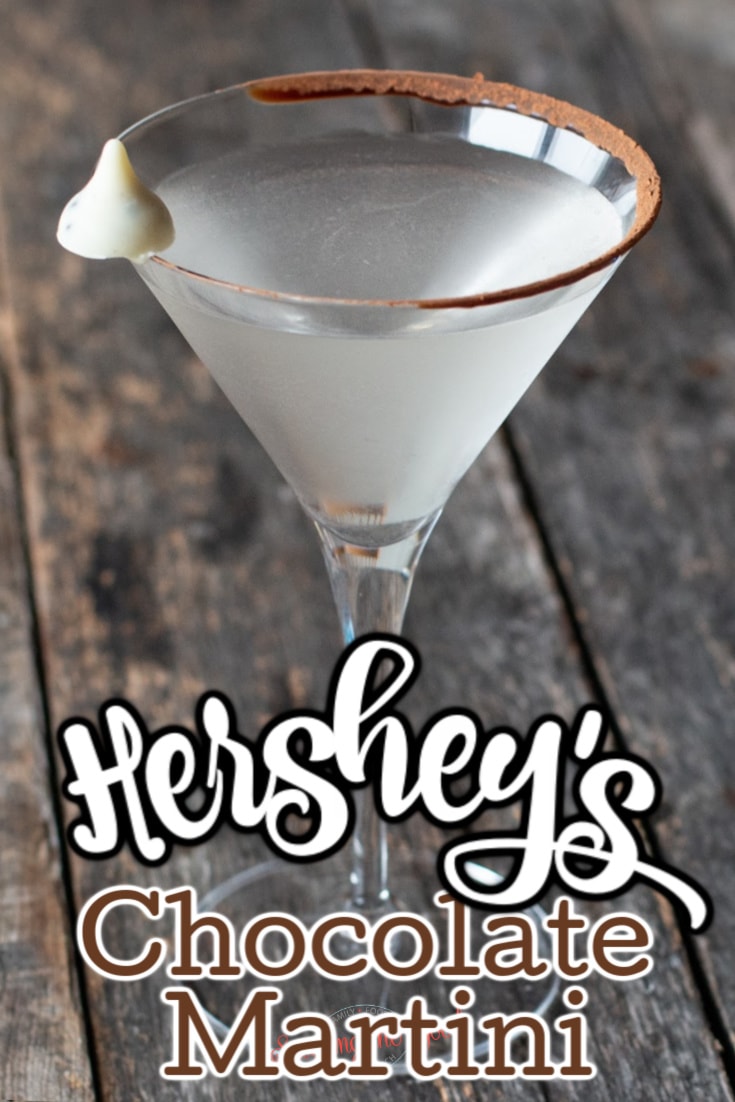 A delectable Hershey's chocolate martini is elegantly placed on a rustic wooden table.