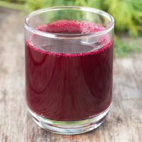 fresh beet juice in a clear glass