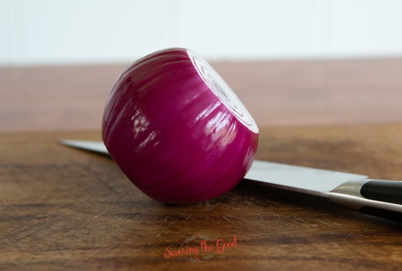 red onion with ends sliced off