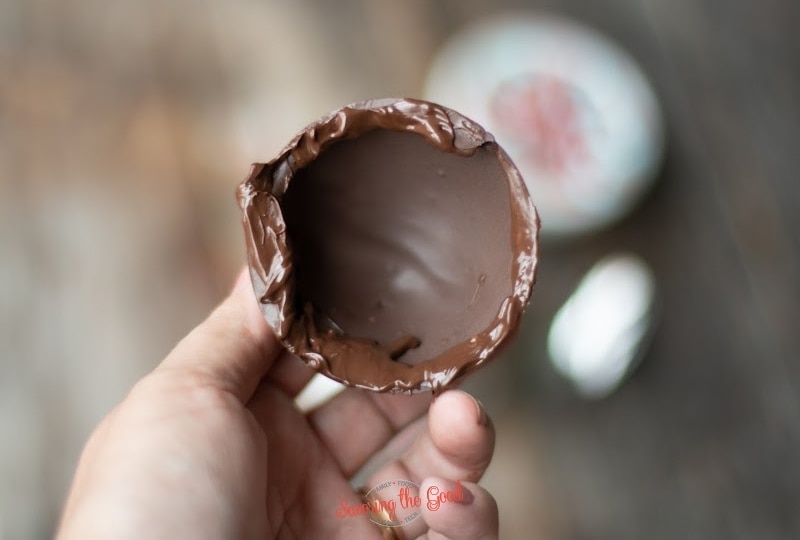 hot chocolate bomb with melted chocolate