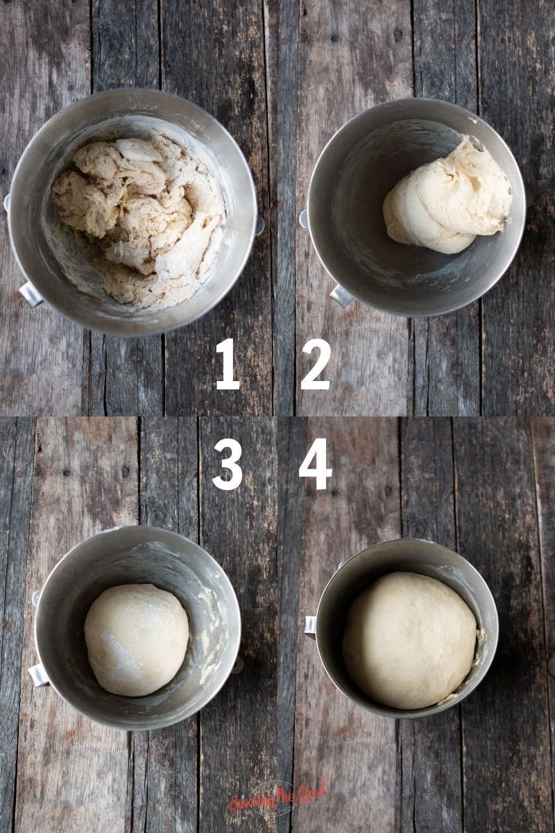 steps 1-4 of making nut roll dough