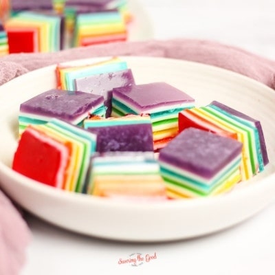 Rainbow Jello Recipe square featured image