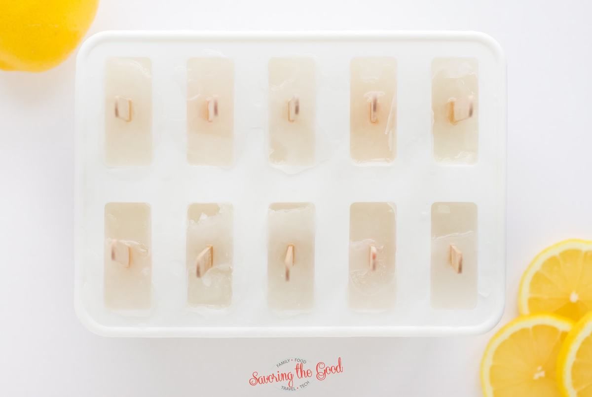 frozen Lemonade Popsicles in a white freeze pop mold