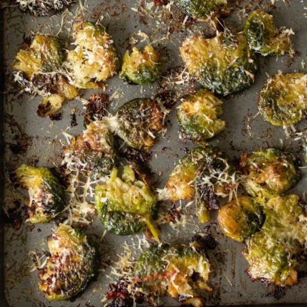 Crispy Brussels Sprouts on a sheetpan square image