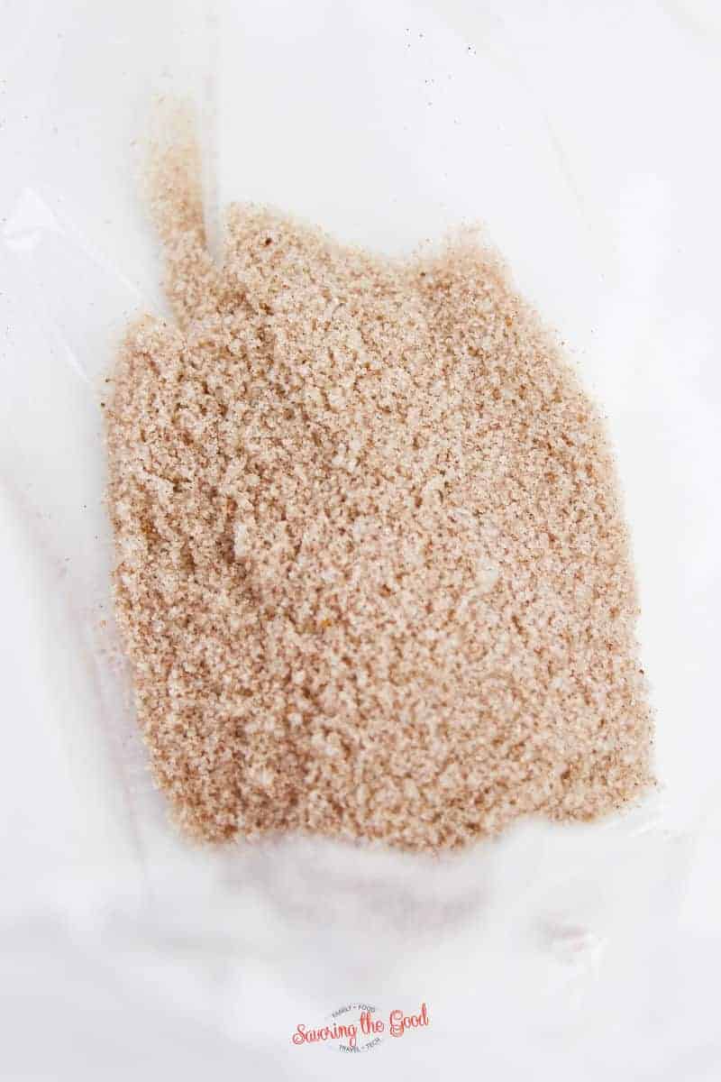cinnamon sugar in a zip top bag