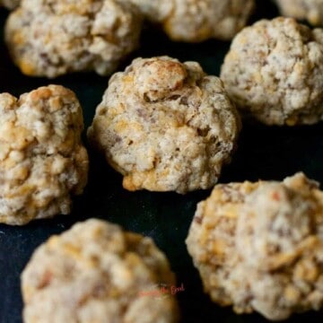 Bisquick® Sausage Balls on a black slate serving plate