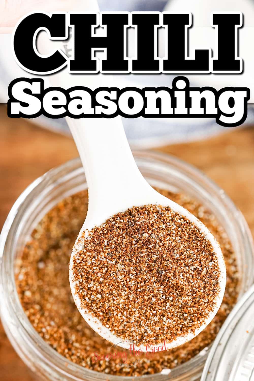chili seasoning recipe image for Pinterest.