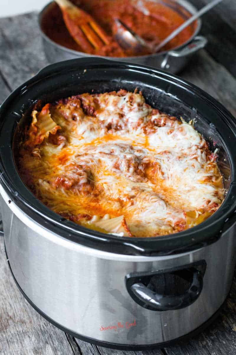 completed crockpot lasagna
