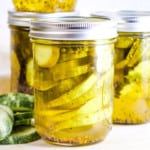 Bread And Butter Pickles in a canning jar, square image