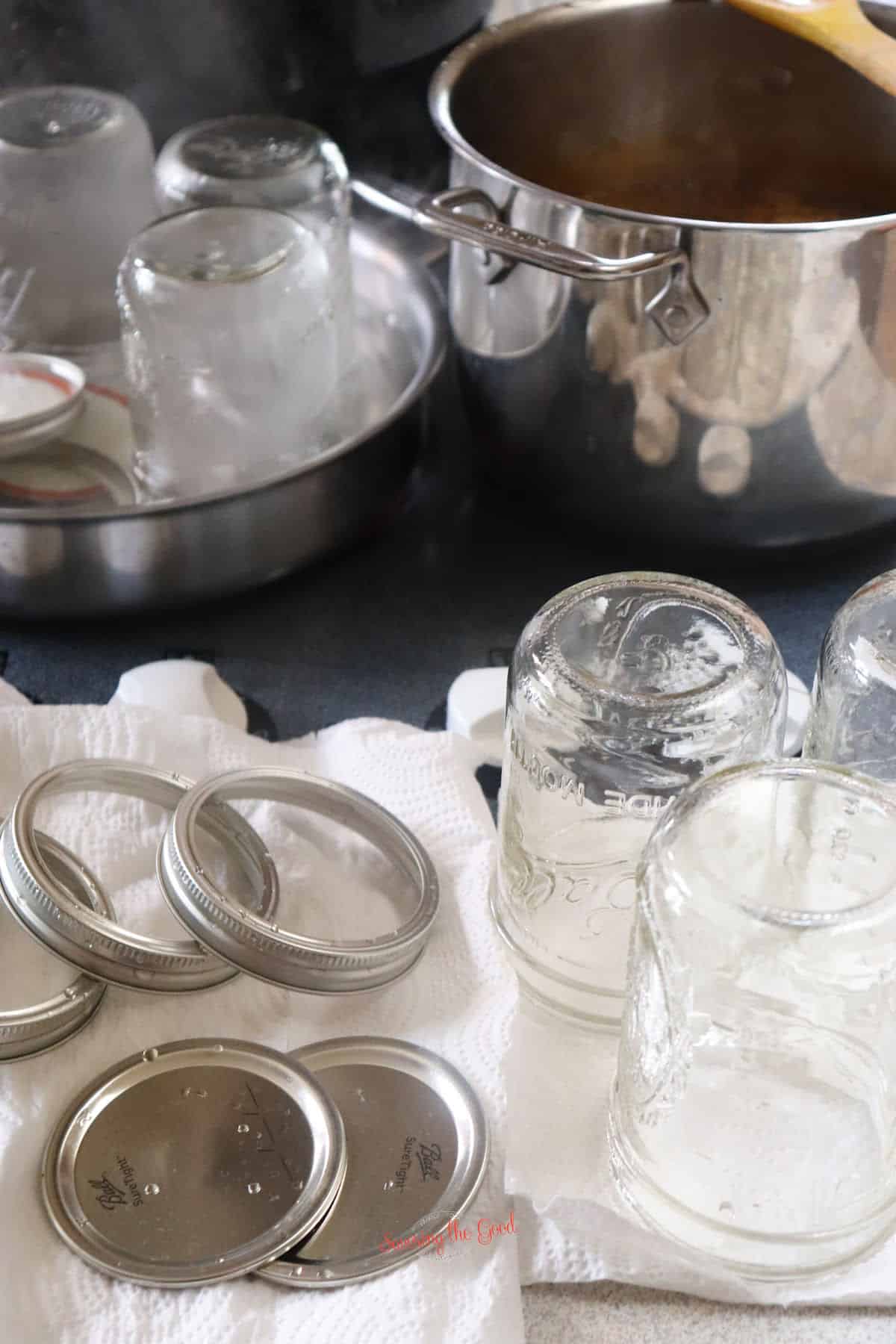 canning supplies, clean and ready to be used