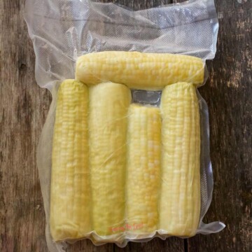 sous vide corn on the cob in a vacuum bag