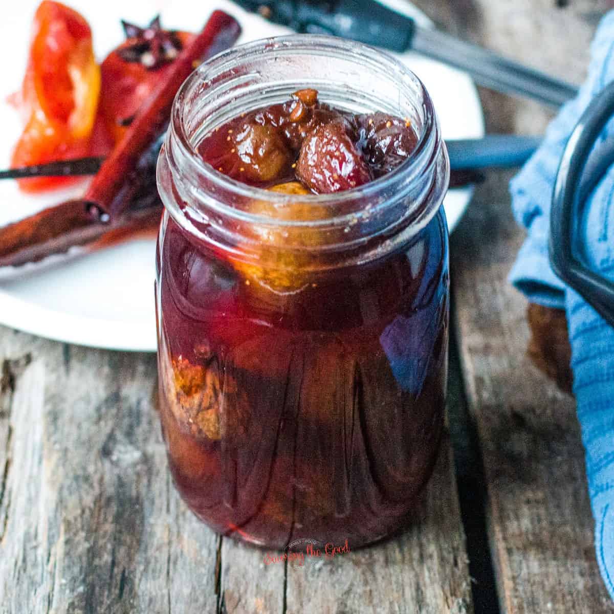 preserved figs in syrup in a canning jar