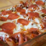 pizza casserole with pepperoni square image