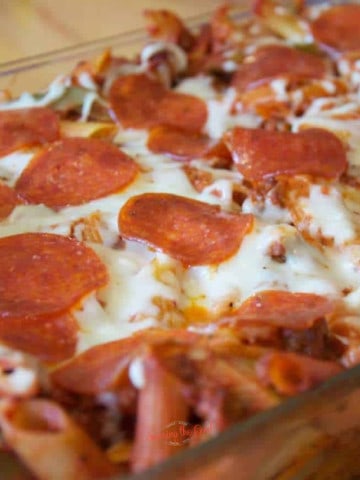 pizza casserole with pepperoni square image