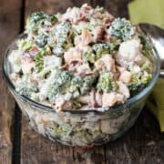 Amish Broccoli salad hero image. square.