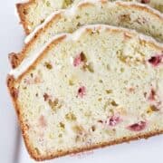 rhubarb bread with icing.