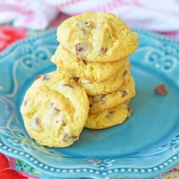 Chocolate Chip Cake Mix Cookies, square image.