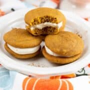 pumpkin whoopie pie stack, square image.