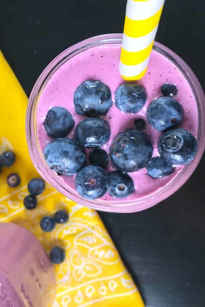 Low Carb Blueberry Smoothie top down image.