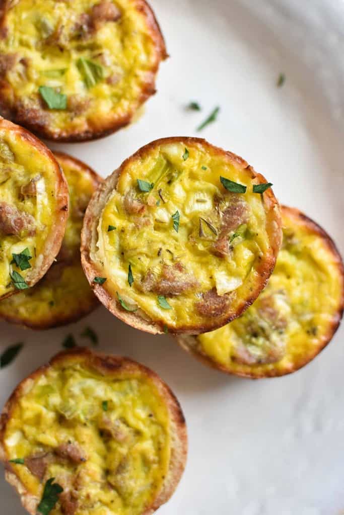Mini Quiche with Leeks and Sausage