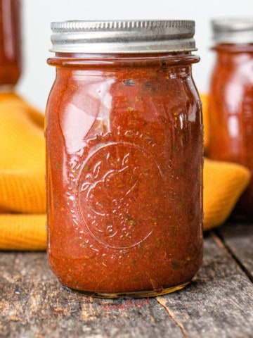 canning tomato sauce.