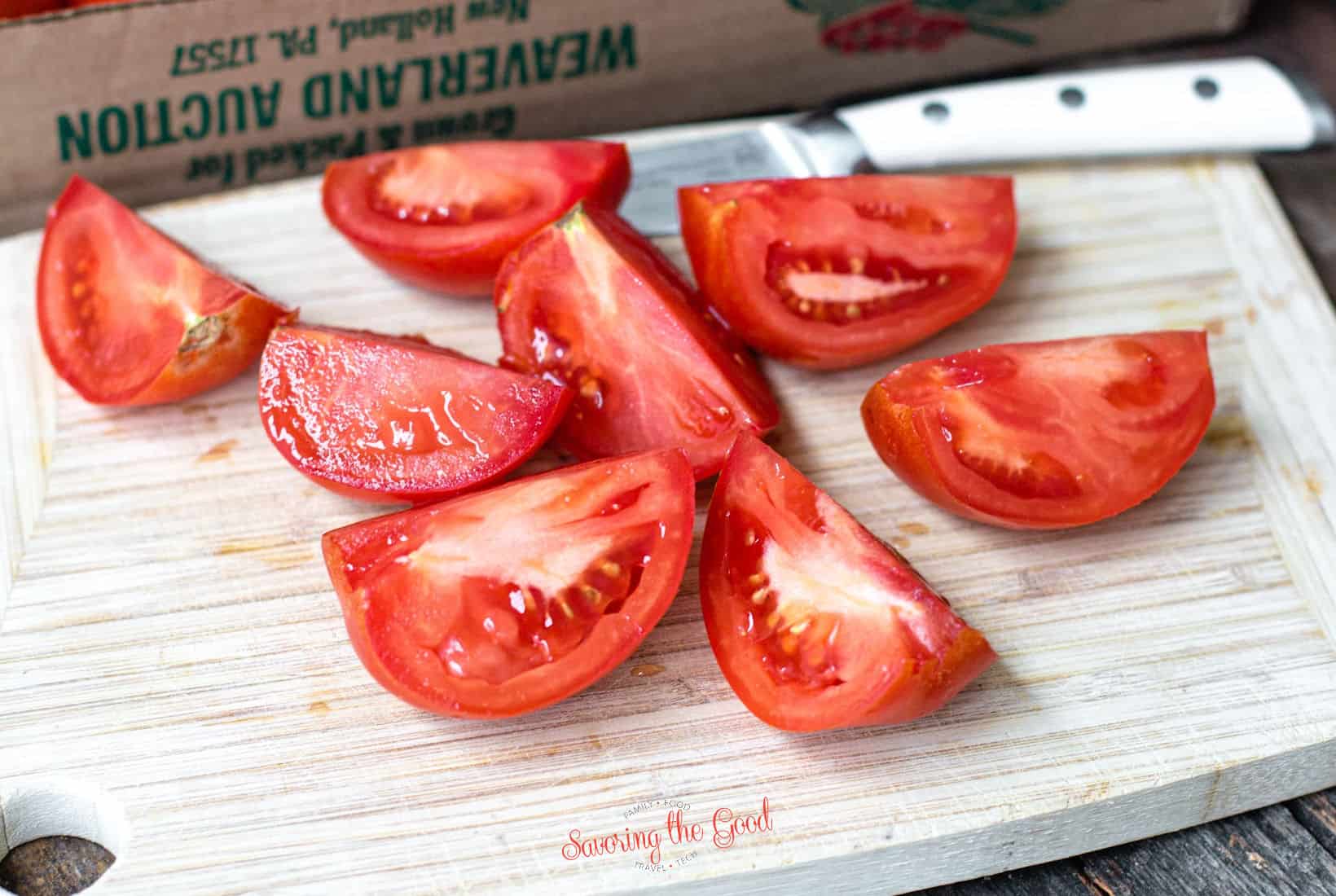 fresh tomatoes quartered.