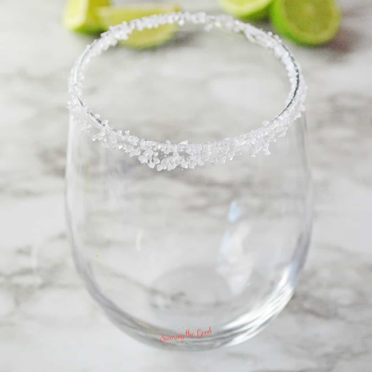 glass with a salt rim.