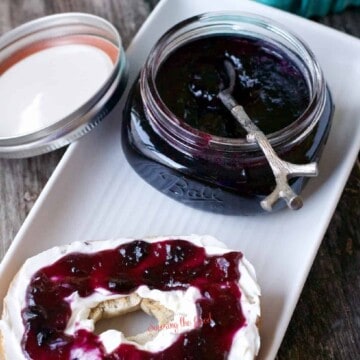 blueberry jam recipe square image.