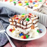 ice cream cake recipe, slice with garnish.