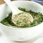 spaghetti seasoning mix in a white bowl.